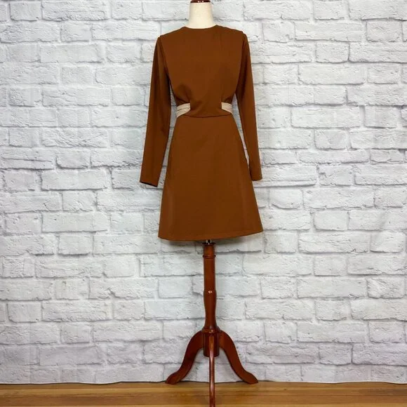 Bluzat Chestnut Brown Knee-Length Dress - Picture 1 of 6